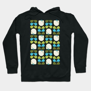 Retro Geometric Floral Pattern 1 in Green, Blue, Cream Hoodie